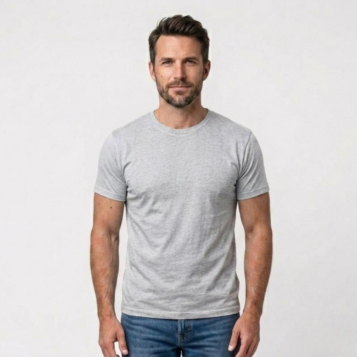 Ash (Heather) - Front - Zeitloses T-Shirt mit modernem Schnitt und weicher Baumwollqualität.