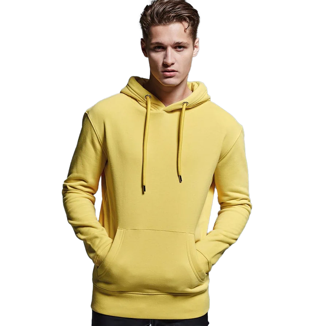 Yellow - Front - Hochwertiger Bio-Hoodie – angenehm schwer und superweich innen.