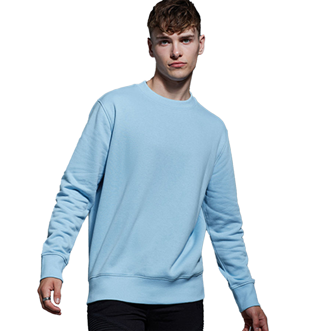 Light Blue - Front - Weicher Bio-Sweater mit dicker Qualität, lässig und nachhaltig bequem.
