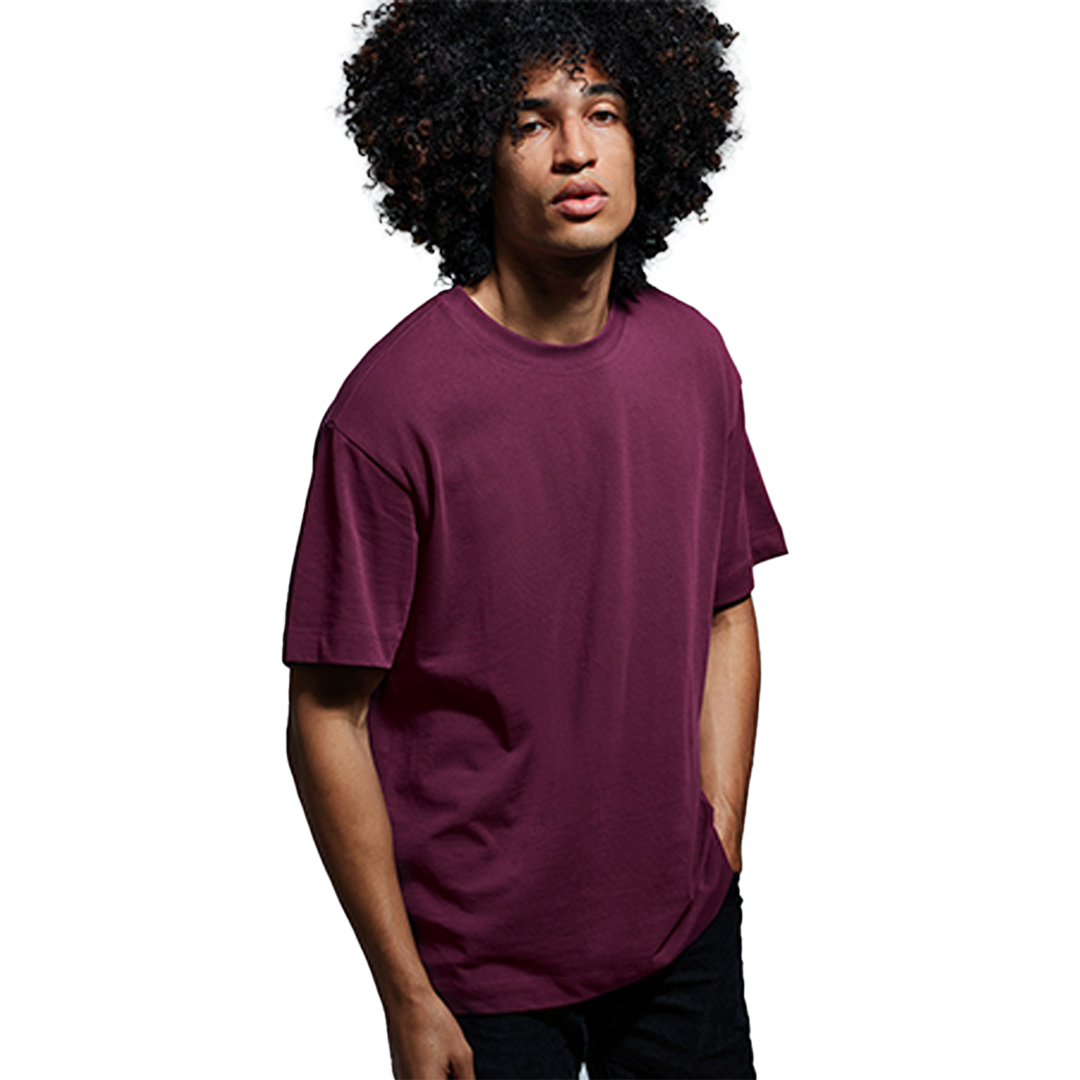 Burgundy - Front - Modernes T-Shirt mit Bio-Baumwolle, Fashion-Fit und softem Finish.