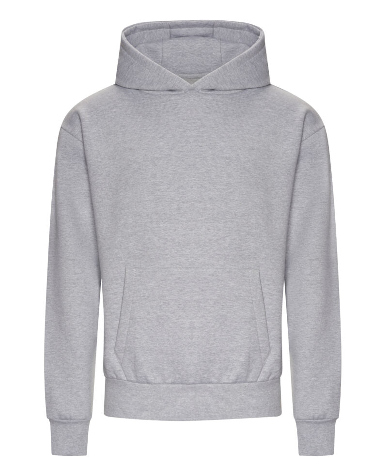 Heather Grey - Front - Oversize Hoodie aus Heavy Material mit Handyfach und cleanem Look.