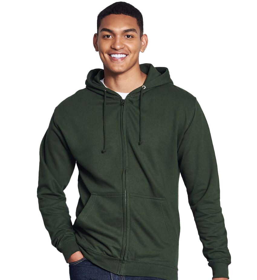 Bottle Green - Front -  Klassische Zip-Jacke mit verstecktem Reißverschluss und Stilfaktor.